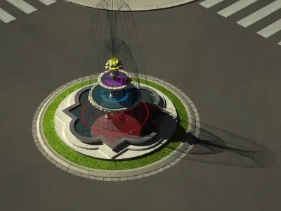 3D Fountain in middle of street 3D model