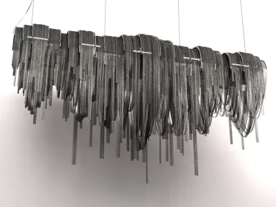 Volver chandelier made of metal rods hanging from wall 3D model