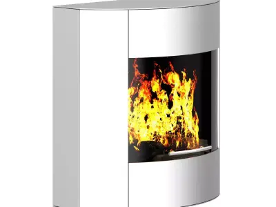 Wall Chrome Fireplace 3D model