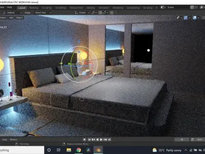 REALISTIC BEDROOM RENDER modern lighting ideas 3D model