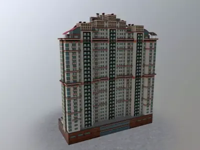 Moscow House Building38 Low-poly 3D model