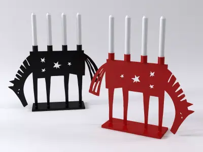 Horse candle holder with four candles 3D model