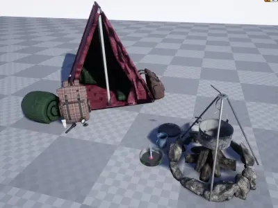 Camping and Survival pack Props UE4 or UE5 Low-poly 3D model