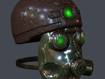 Gas mask helmet 3d model scifi Low-poly Low-poly  Low-poly 3D model