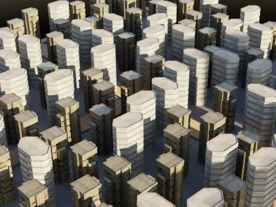 Sci-fi City Buildings 01 Low-poly 3D model