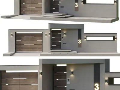 Door Outdoor entrance and fence 07 3D model