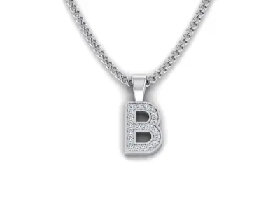 Pendant B letter with diamonds 3D print model