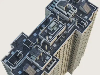 Building Skyscraper City Town Downtown Office Space Work Street Low-poly 3D model