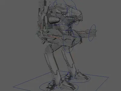 Robot Mech Bi-ped character rigged  3D model