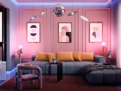 Stylized Pastel Living Room 3D model