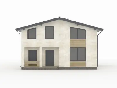 A modern residential house with a slanted roof 3D model