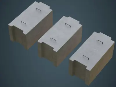Concrete Barrier 5A Low-poly 3D model