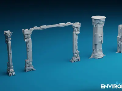 SCI-FI Environment Low-poly 3D model