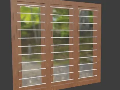Wooden Framed Glazed Window Low-poly 3D model