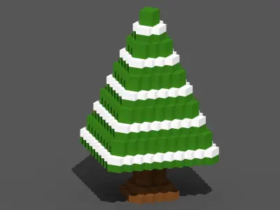 Xmas Tree Voxel - 5 Low-poly 3D model