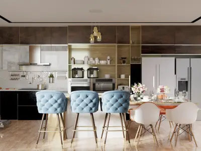 modern kitchen interior scene 3D model