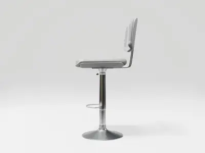 club bar stool - white fabric Low-poly 3D model