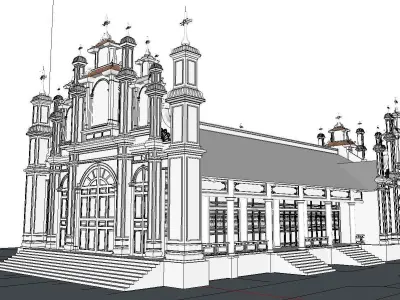 Architecture-Religion-God-Culture-Temple-0270 church with tower 3D model