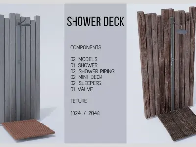 Outdoor shower for scene composition 3D model