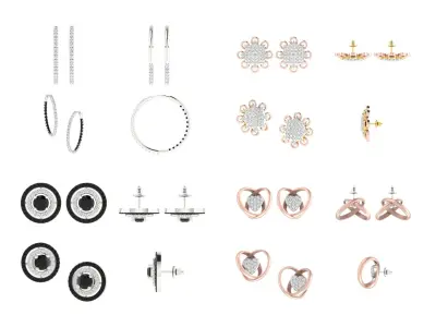 BULK-3DM-With Gems-EARRING 150 Files 3D print model