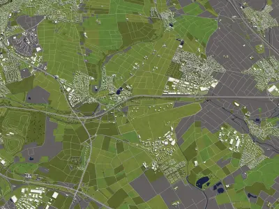 Wiesbaden Germany 50x50km 3D City Map 3D model