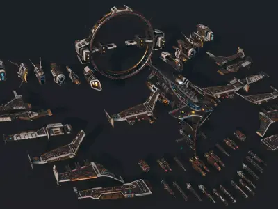 Spaceship 06 Modular Pack Low-poly 3D model
