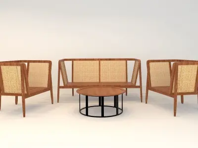 rattan sofa Low-poly 3D model