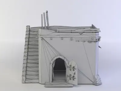 Building old with stairs and door Low-poly 3D model purchase