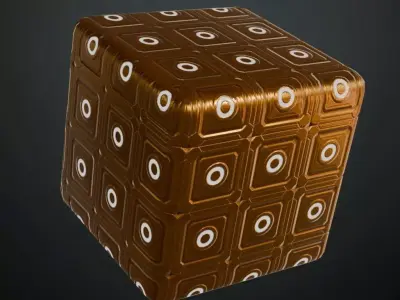 Sci-Fi Copper Panel Glowing PBR Seamless Texture
