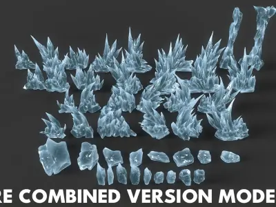 60 Low poly Ice Cave Modulars - 240112 Low-poly 3D model