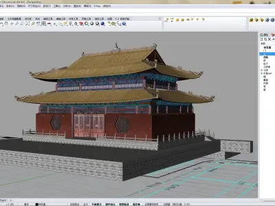  Asian Chinese Ancient Temple  3D model