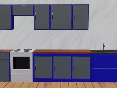 Kitchen furniture asset pack Low-poly 3D model