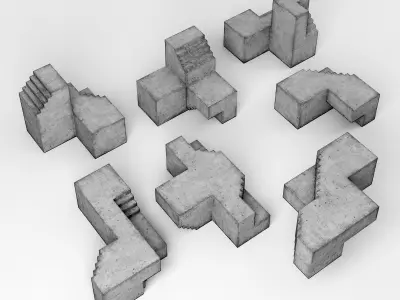 Soma Cube Puzzle architectural bauhaus Low-poly 3D model