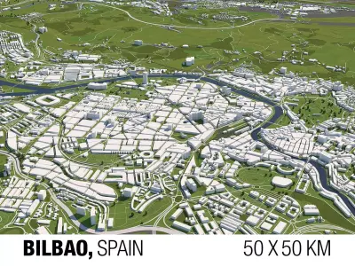Bilbao 50x50km City Map Model 3D model
