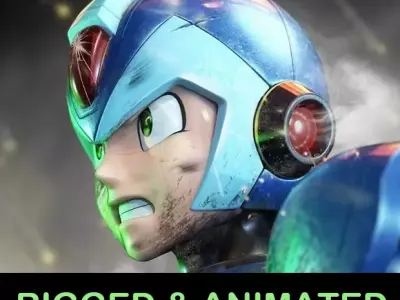 Megaman X mega man rigged and animated Low-poly 3D model