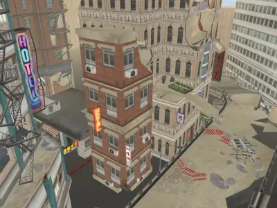 Ruined War Zone Low-poly 3D model