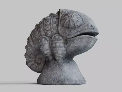Stone Chameleon Statue Low-poly 3D model