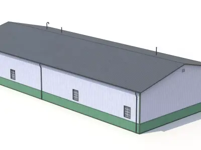 Green Industrial Building 34 PBR Low-poly 3D model