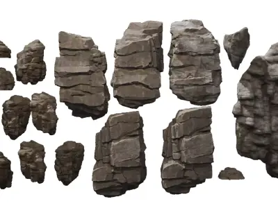 Realistic Rocks Collection Low-poly 3D model