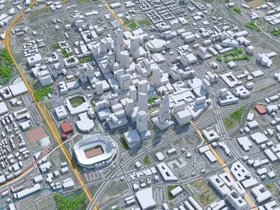 Charlotte Downtown North Carolina USA Low-poly 3D model