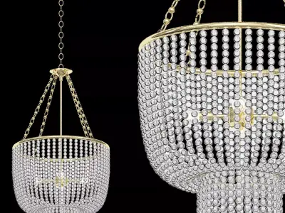 Jacqueline chandelier with crystals hanging from it 3D model