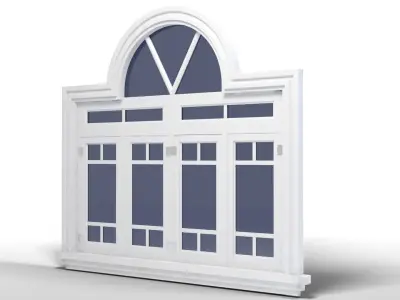 Arched Window Long Low-poly 3D model