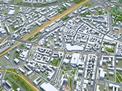 Sosnowiec Poland 30km Low-poly 3D model