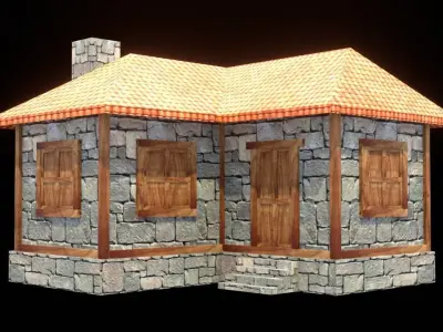 medieval house low poly village town residential game ready 4 Low-poly 3D model