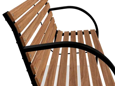 Bench 3d low-poly wooden 3D  Low-poly 3D model