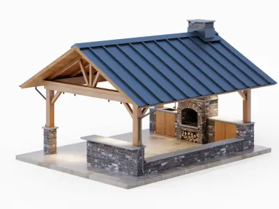 Gazebo with brick oven 3D model