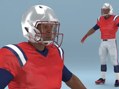  Black American Football Player in A-Pose Fur 