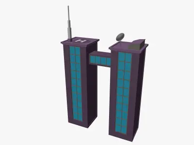 Cartoon skyscraper building 4 Low-poly 3D model