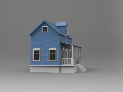 Modern House Low-poly 3D Model Low-poly 3D model