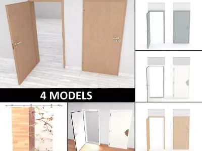Doors collection - interior door - house door and sliding door 3D Model Pack